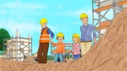 Papa nimmt Conni und Simon mit zu einer Baustelle.