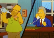 Nach dem Superbowl führt Homer (li.) ein Telefongespräch mit Präsident Clinton.