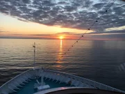 Die "Grand Lady" in Karlskrona in Schweden. Sonnenaufgang vor Karlskrona.