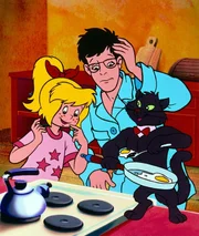 Bibi und ihr Vater sind überrascht über die erstaunlichen Fähigkeiten ihres neuen Katers.