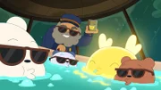 v.li.: Baby Ice Bear, Baby Panda, Booey, Axel, Baby Grizz.