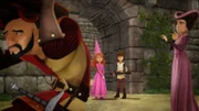 Guinevere und Arthur wundern sich über den Aberglauben auf Schloss Camelot.