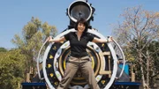 Mona Vetsch im Eisenbahnmuseum in Delhi.