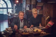 l-r: Brian Debenham (Rupert Everett), Patsy (Morwenna Banks)