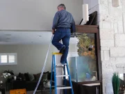 Filling up the custom tank with water.
