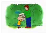 Wie an jedem Wochenende holen Caillou (l.) und Papi (r.) die Zeitung herein. Caillou freut sich schon auf seine Lieblingsseite, die Comics. Doch der Wind macht ihm einen Strich durch die Rechnung...