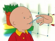 Caillou hat einen Frosch im Hals und ist erkältet.