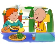 Caillou füttert die kleine Rosie und ist mächtig stolz, dass er damit seinem Vater helfen kann.