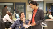 Jake Peralta (Andy Samberg) and Amy Santiago (Melissa Fumero).