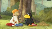 Wolle will Pechvogel Socke trösten.
