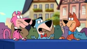 v.li.: Snagglepuss, Huckleberry Hound, Mr. Jinks