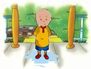 Caillou hat den ganzen Tag im Regen gespielt.