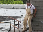 Jay cautiously moves around the roof of the hotel.