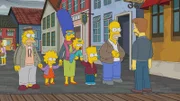 (v.l.n.r.) Grampa; Lisa; Marge; Maggie; Bart; Homer; Søren