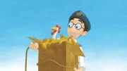 Der Postbote staunt nicht schlecht über den Inhalt des Päckchens.