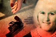 Waffe, Frauenportrait, Collage