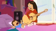 Wendy versucht vergebens das schreiende Leih-Brüderlein mit ihrer Musik zu beruhigen.