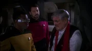 L-R: Geordi La Forge (LeVar Burton), William Thomas 'Will' Riker (Jonathan Frakes), Scotty (James Doohan)