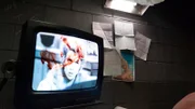 Charles Manson's TV smeared with blood.
