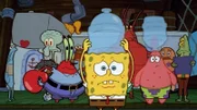 Pearl, Squidward, Mr. Krabs, SpongeBob, Larry the Lobster, Patrick