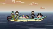 Kevin (3.v.l.), Butters (4.v.l.), Ike (4.v.r.), Clyde (3.v.r.), Eric (r.)