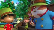 Korat (re.) soll Pinocchios (li.) Platz in der Elfenparade einnehmen. Doch Pinocchio sinnt auf Abhilfe.