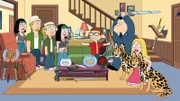 Jeff (3.v.l.), Hayley (4.v.l.), Klaus (m.), Steve (5.v.r), Stan (3.v.r.), Francine (2.v.r.)