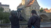 Dreharbeiten am Alten Rathaus in Bamberg.