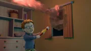 Norman will Hilfe holen und zündet im Wohnzimmer von Familie Flood eine Signalrakete. Ob das gut geht?