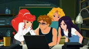 Rikki, Emma und Cleo beraten sich mit Lewis.