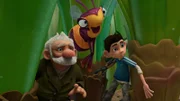 Gramps, Willow und Zak beobachten die Schmeißfliegen.