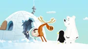 Durch ein Missgeschick hat Hubert ein Riesenloch in Inuis Iglu hineingeschlagen.