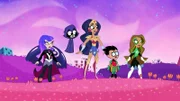v.li.: Zatanna, Raven, Wonder Woman, Robin, Green Lantern
