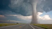 Thunderstorms, road into Oklahoma.