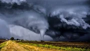 A perfectly centered tornado during a Kansas tornado outbreak