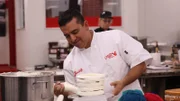 Buddy dirty icing the yarn cake.