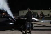 Kye Kelley and Scott Taylor pull their cars up to the start line.