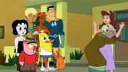 L-R: Toot Braunstein, Spanky Ham, Xandir P. Wifflebottom, Foxxy Love, Wooldoor Jebediah Sockbat, Captain Leslie Hero, Ling-Ling, Cousin Bleh, Princess Clara