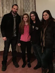 Host Nick Groff, guest Sidnie Burge, host Katrina Weidman and guest Chance Burge at Randolph County Infirmary.