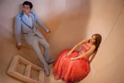 JESSIE - "Tempest in a Teacup" - Emma and Zuri plan a romantic mystery-filled fifth first date for Jessie and Tony. Meanwhile, Ravi, Cameron and Bertram get stuck in a giant teacup on a billboard, after their failed attempt to rescue Ravi's toy helicopter, in a new episode of "Jessie," premiering FRIDAY, JUNE 8 (8:30-9:00 p.m., ET/PT) on Disney Channel.  (DISNEY CHANNEL/RANDY HOLMES) CHRIS GALYA, DEBBY RYAN