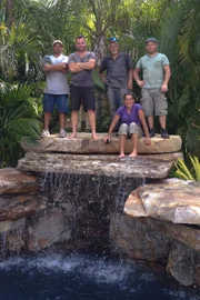 The Lucas Lagoons team building a pool.
