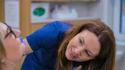 Close up of Dr Emma as she examines Charlotte W