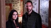 Hosts Katrina Weidman and Nick Groff stand in hallway of the White Hill Mansion.