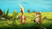 Tiny, Rocky und Mazu (v.l.n.r.) beschließen, Bill vorzuspielen, er sei für sie unsichtbar, damit auch er mal beim Versteckenspielen gewinnt.