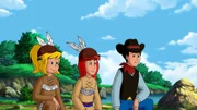 Bibi (l.), Tina (M.) und Alex (r.) proben für das Western-Theaterstück.