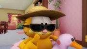 Garfield ist bereit für den Strand.