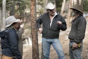 Misty Bilodeau, Matt Raney, Marty Raney and Mike Ettinger at the Ettinger Homestead in Wolf Creek, MT.