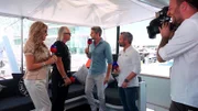 Carmen und Robert haben ein Live-Interview, ob das reibungsfrei läuft? (Foto v.lil: Carmen, Robert,  Sky Moderator Peter Hardenacke, Sky Experte Timo Glock, Tobias Obauer-Bannerfeld,)
