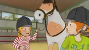 Conni freut sich auf den gemeinsamen Reitunterricht mit Anna.