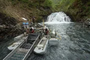 Dustin Hurt with the dredge at Rainbows End